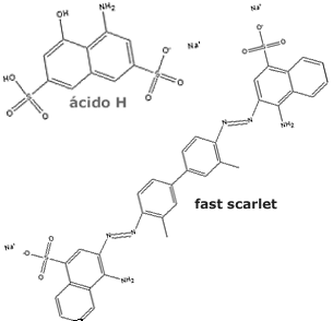 O fast scarlet  um corante diazico. O cido H  um reagente acoplante para preparar corantes. 